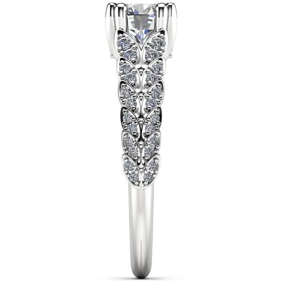 🍁 925 Silver Crystal Zircon Stone Unique Leaf Design Ring for Women, VIP341 - Picture 10 of 10